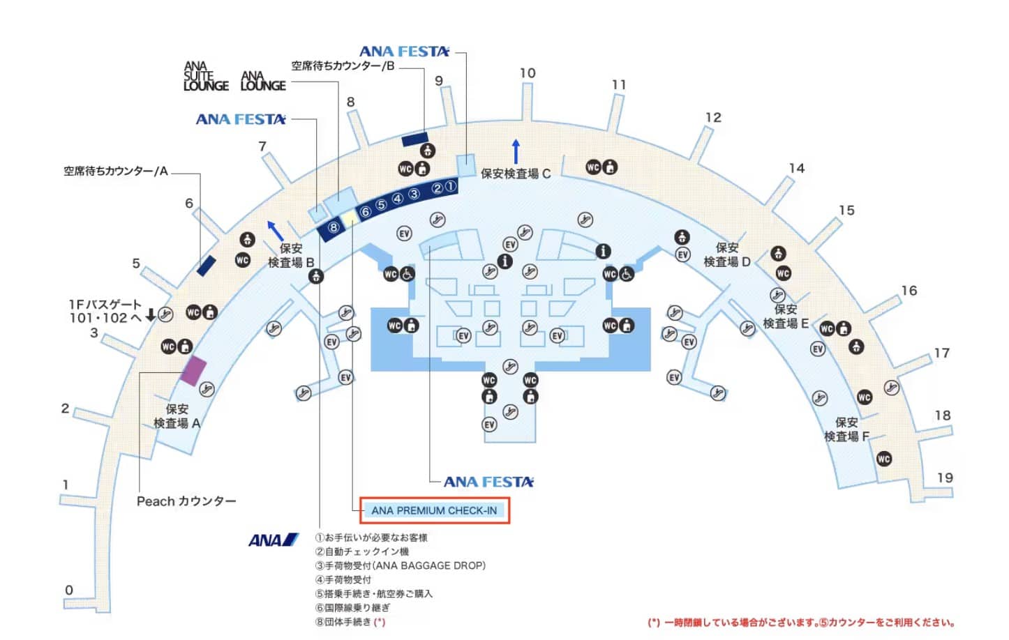 新千歳ANAプレミアムチェックインの場所