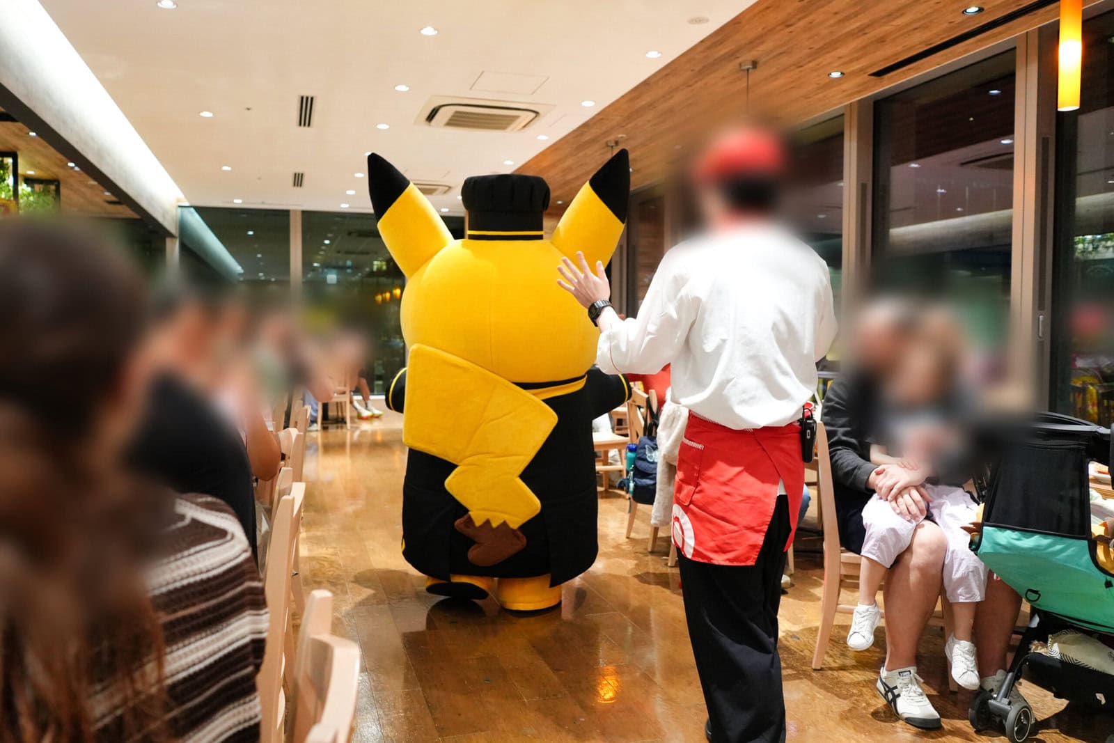 Pikachu walking near Areas A and D during greeting