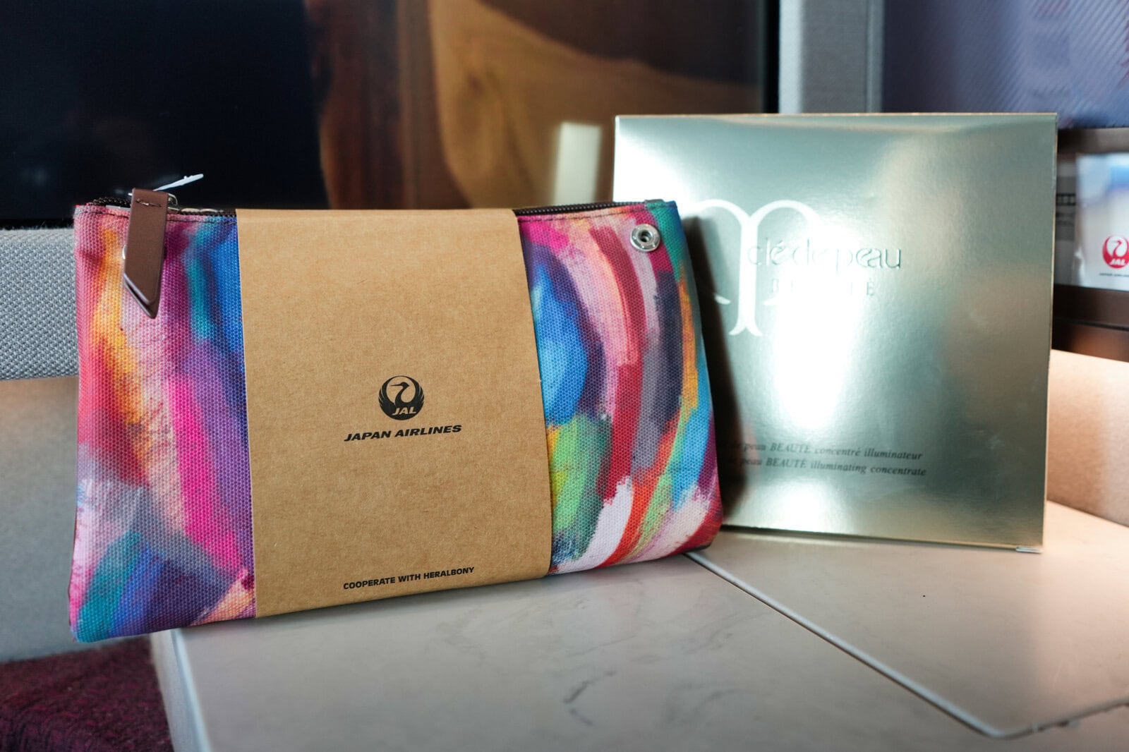 JAL First Class HERALBONY amenity pouch