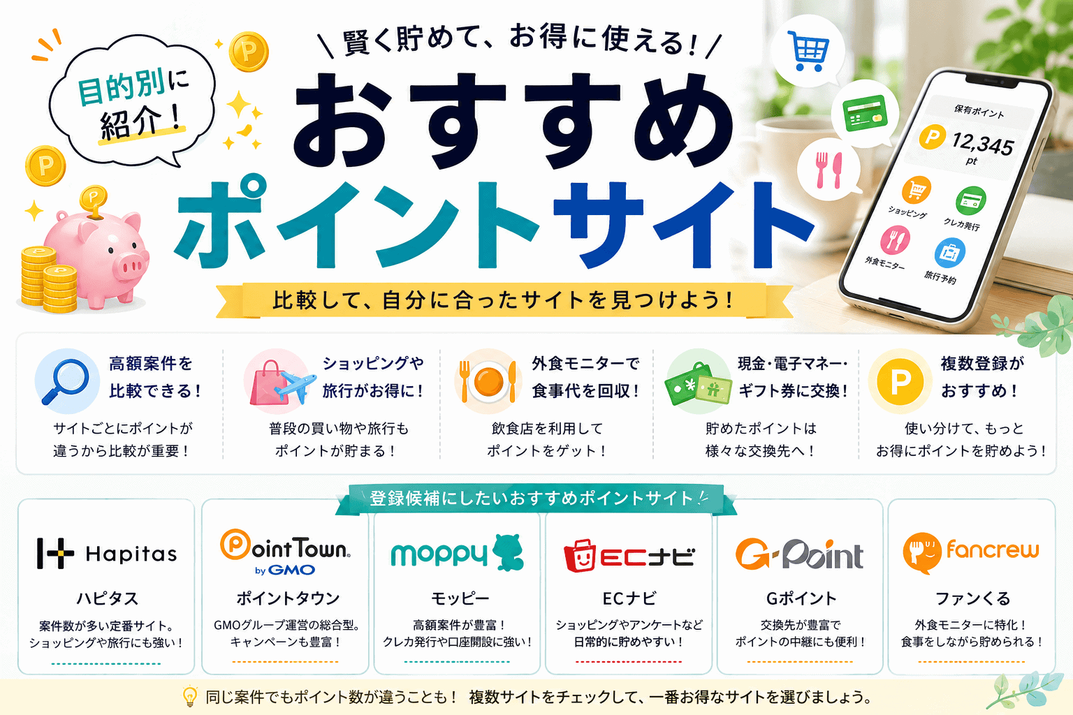 初心者におすすめのポイントサイトはどれ？目的別に使い分けたい定番サイト