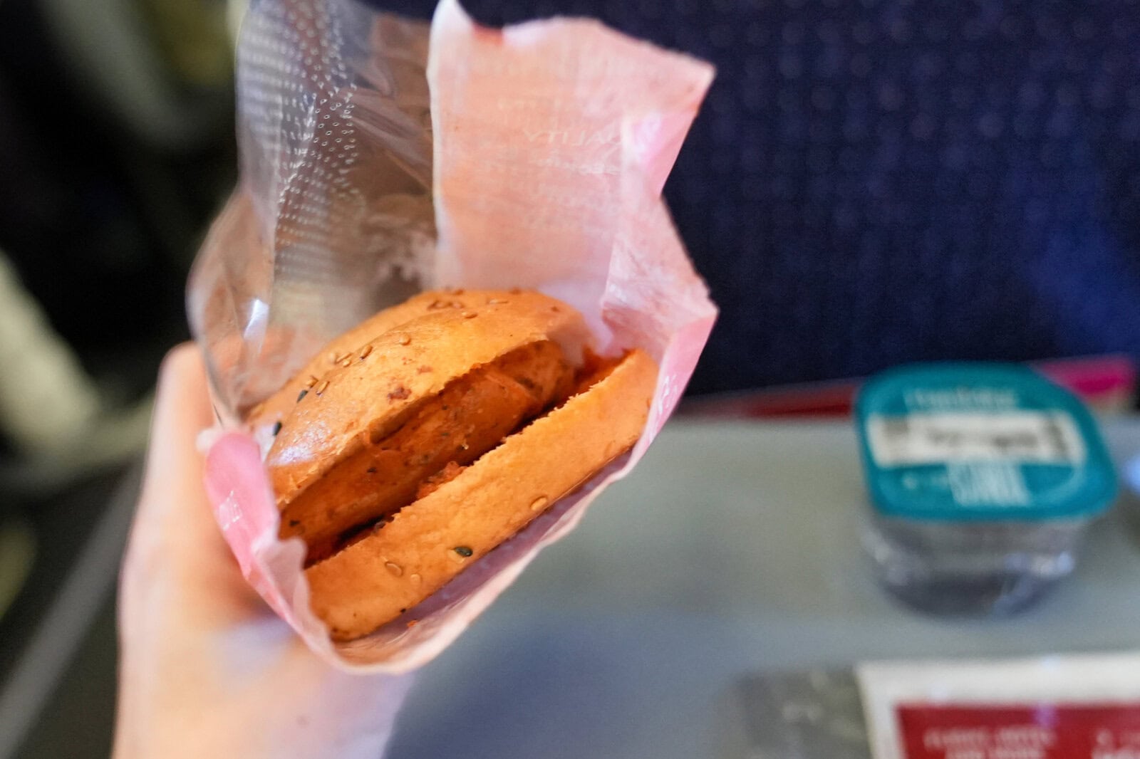 イスタンブール発ネヴシェヒル行きの機内食・チキンのサンドイッチ