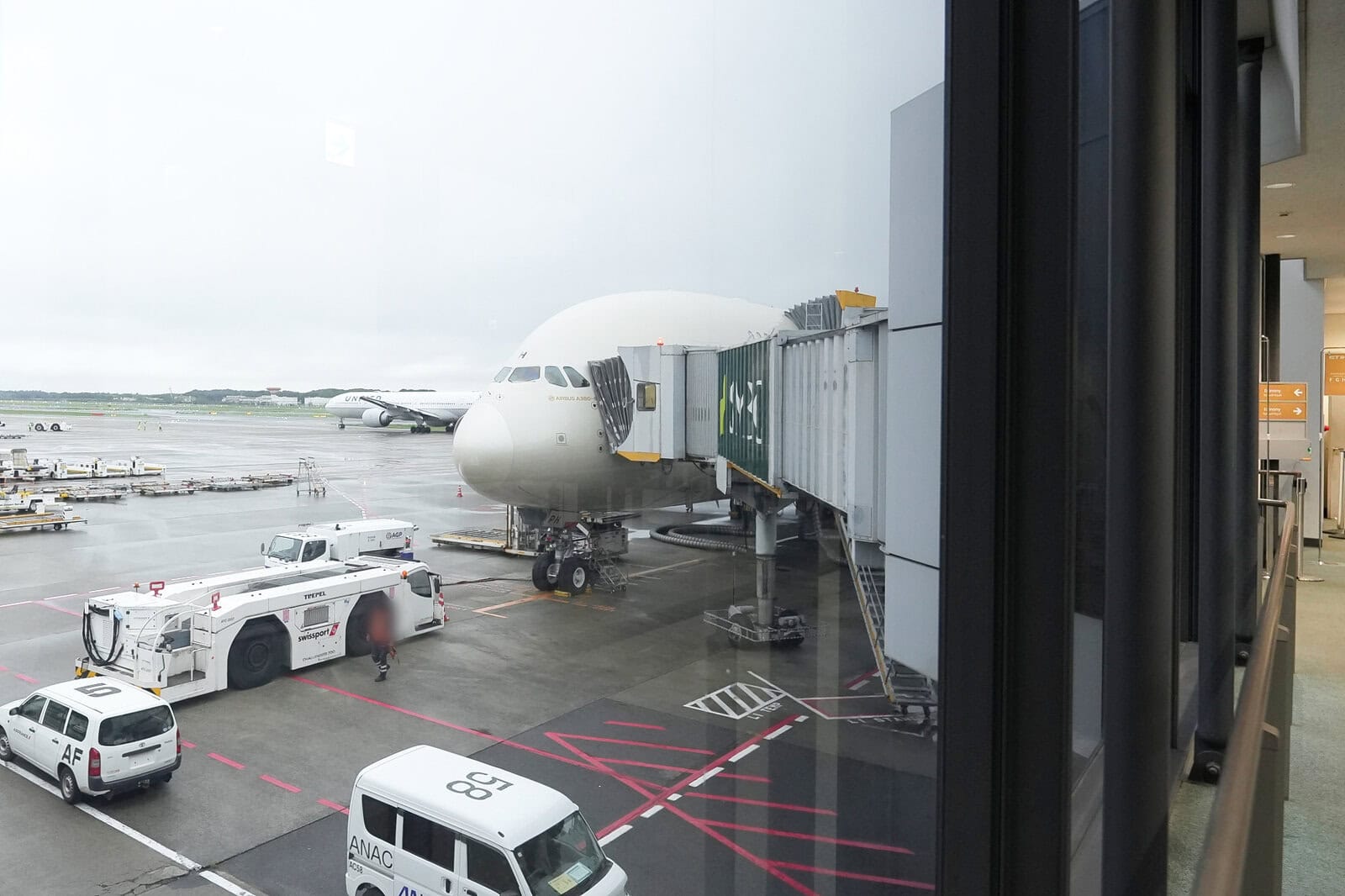 成田空港26番ゲート付近から見たエティハド航空A380