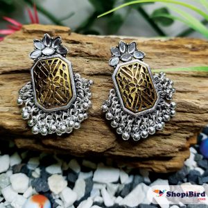 Jerman Silver Katari Design Earrings Square Design