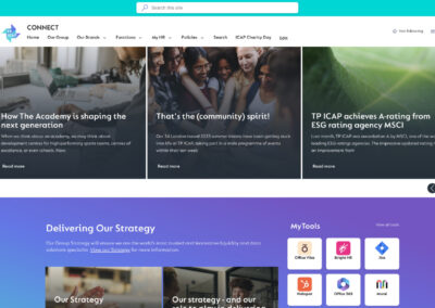 Example of TP ICAP's SharePoint homepage designed using Beacon