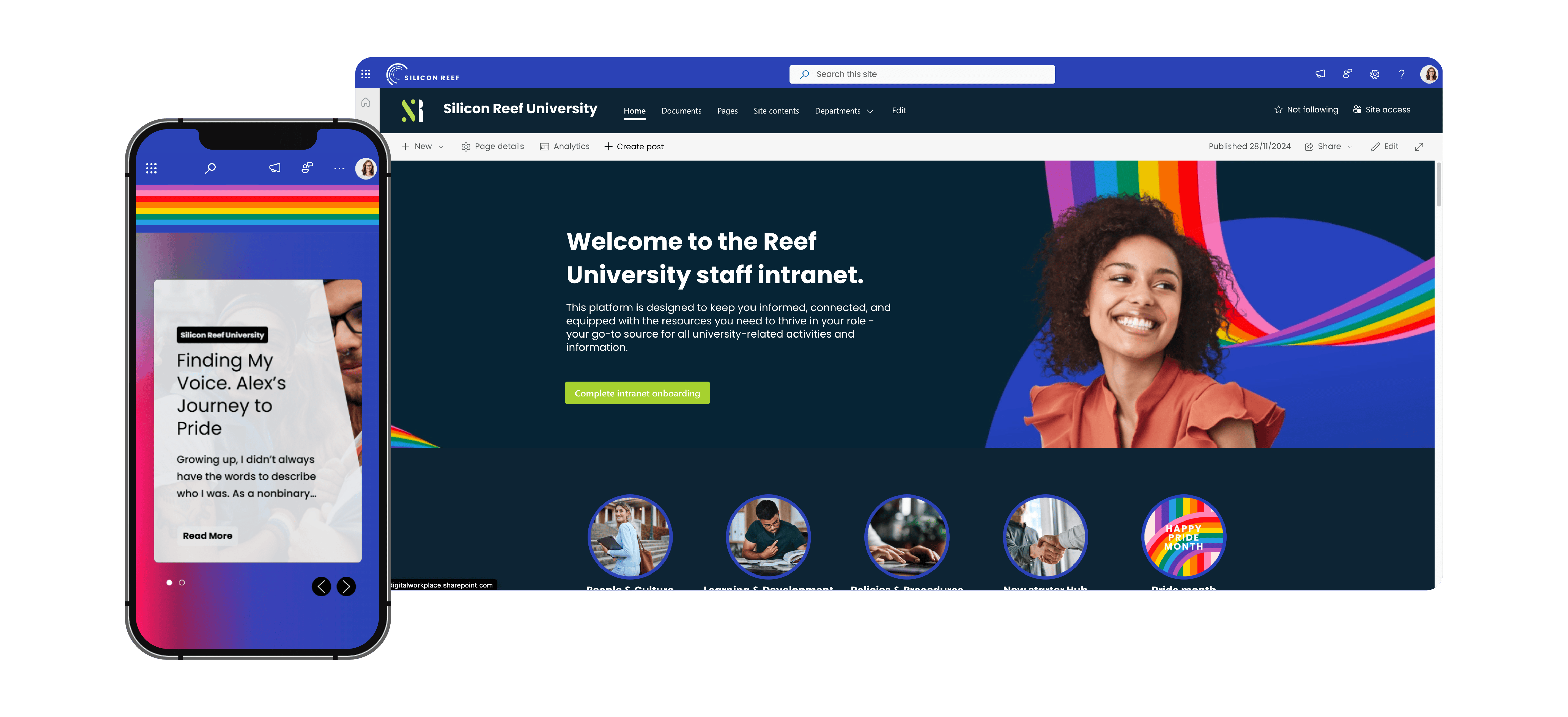 Homepage takeover for pride campaign