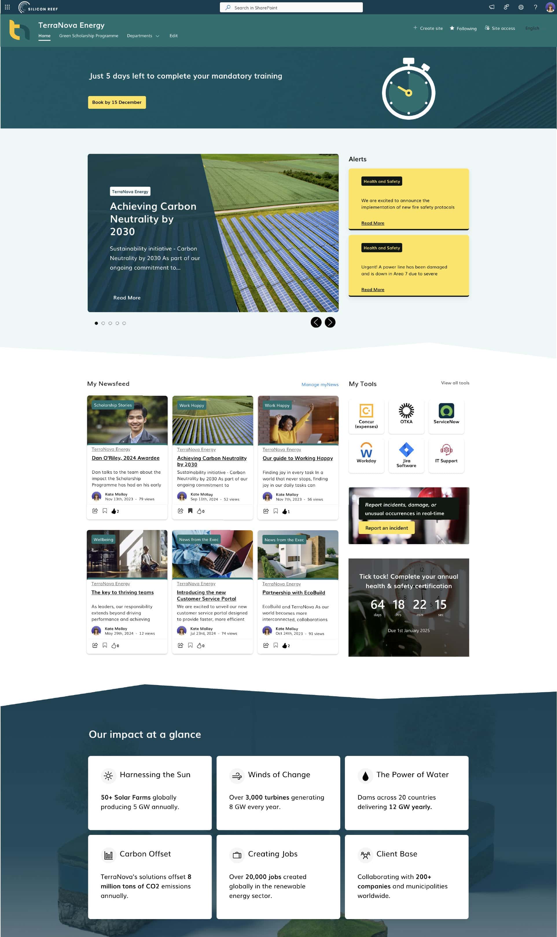 Example of SharePoint intranet for Energy sector