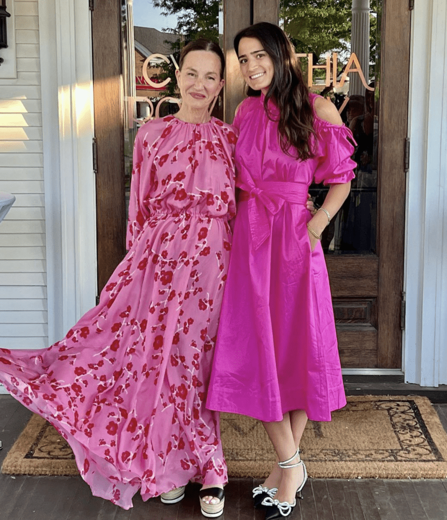 cynthia rowley in vibrant pink dress
