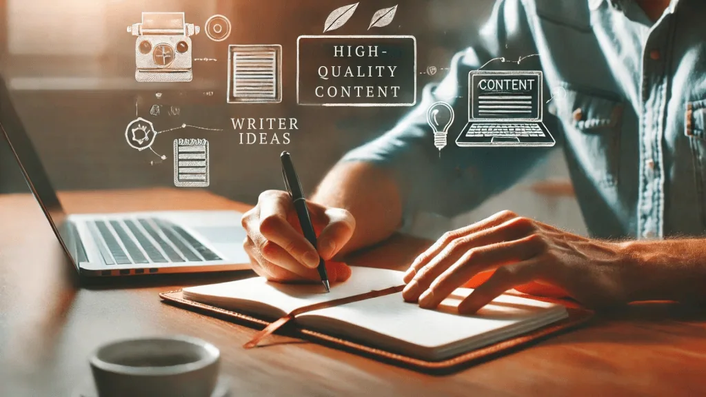 image of a content writer brainstorming ideas for high-quality content.