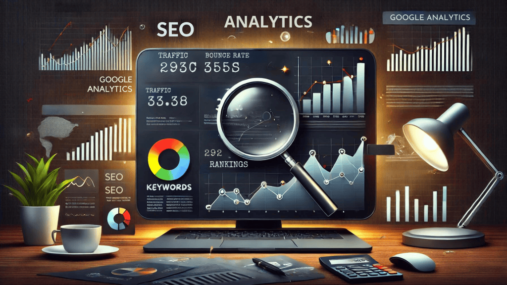image of Google Analytics dashboard displaying key SEO metrics.