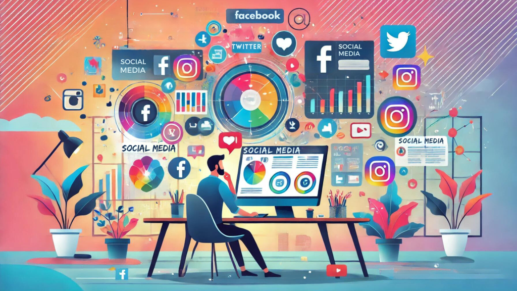 Image visual of a content piece being shared across multiple social media platforms, demonstrating the impact of social media on SEO by generating backlinks from various sources.
