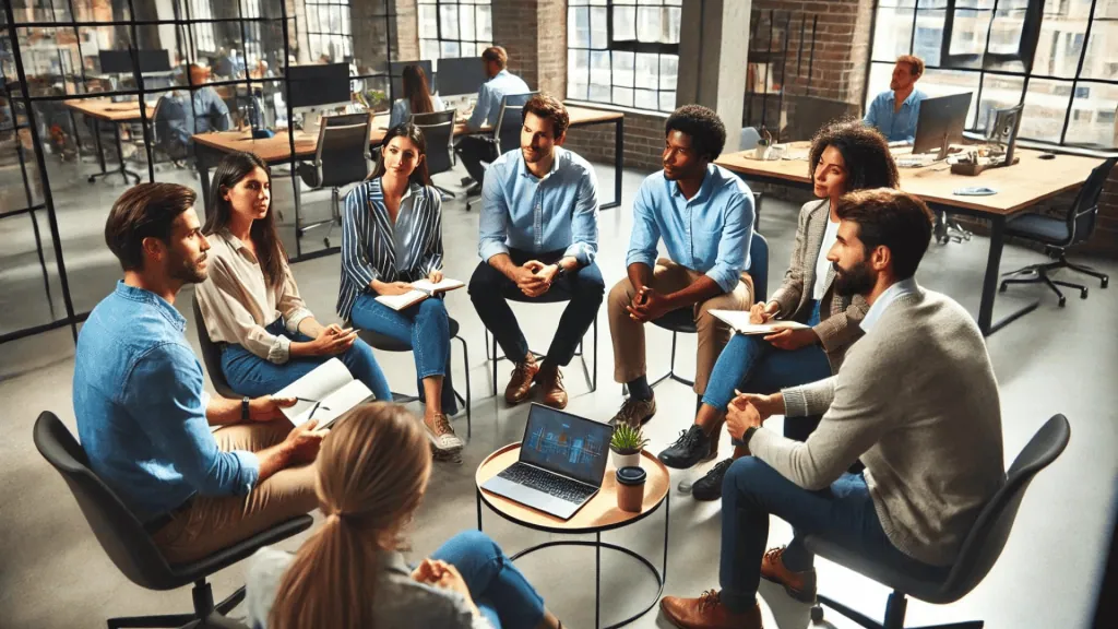 A user research session with people discussing their needs