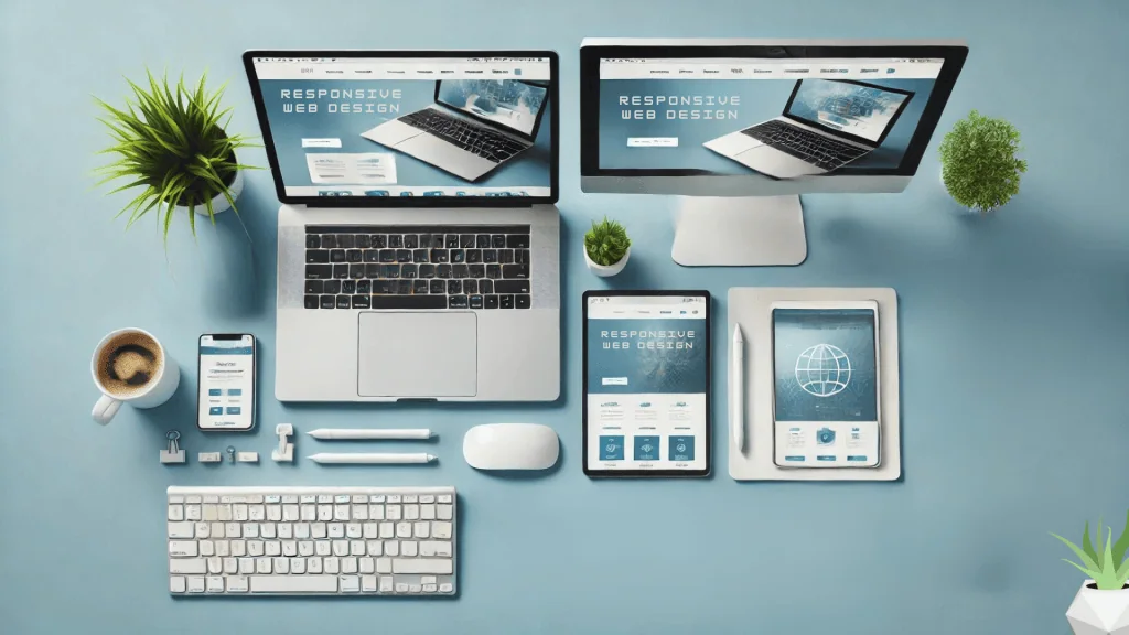 image visual representation of a responsive design layout on different devices