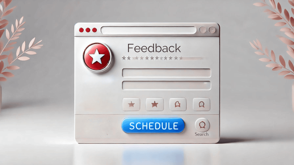screenshot of a website with a prominent feedback button in the corner