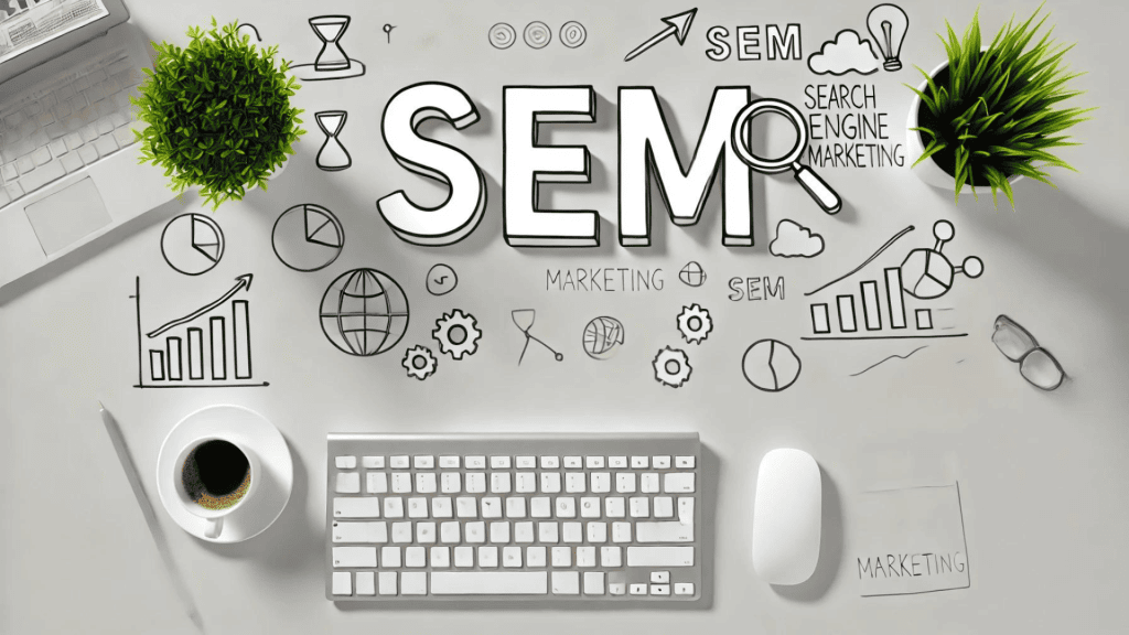 image comparison chart illustrating the long-term benefits of SEO vs the short-term impact of SEM.