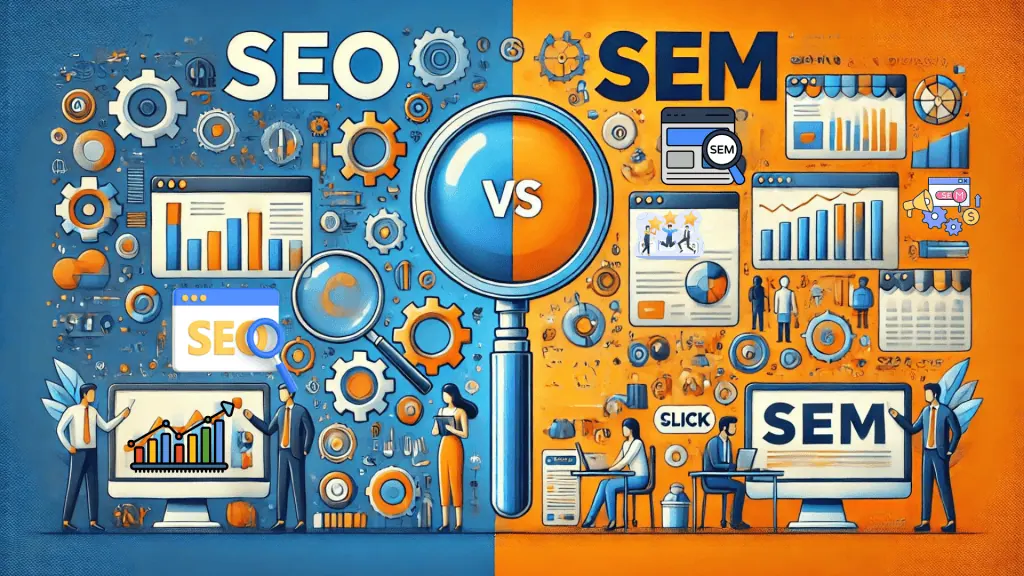 image visual showing how SEO and SEM strategies can overlap to create a holistic marketing approach.