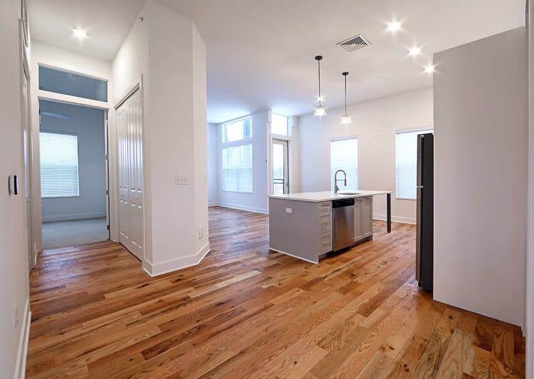Brand new units with solid wood flooring