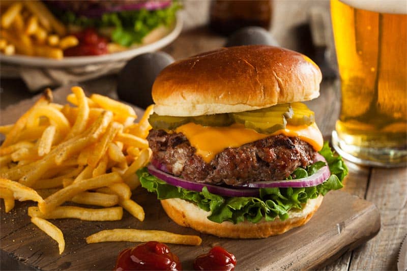 Burger, fries, and a soda