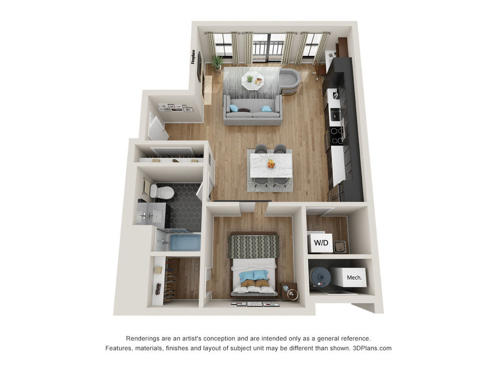 1 BDR, 1 BA – A10 Floorplan