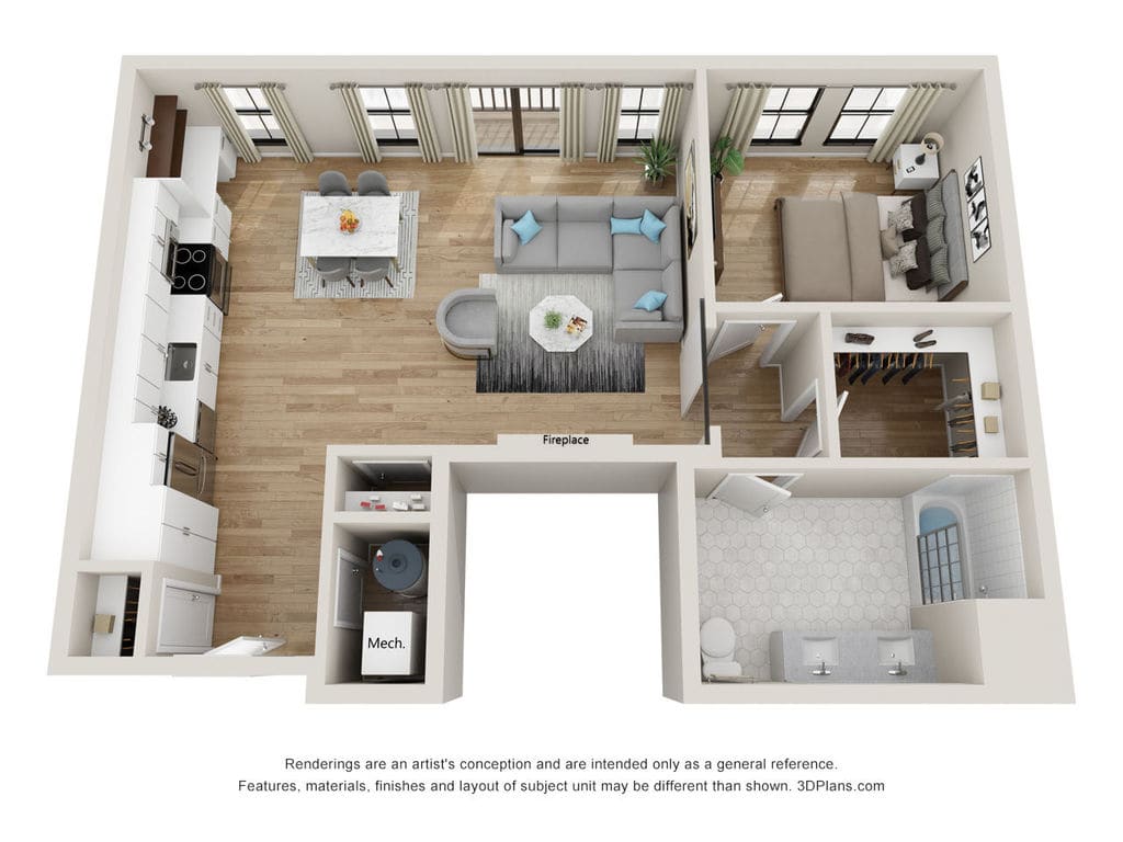 1 BDR, 1 BA – A11 Floorplan
