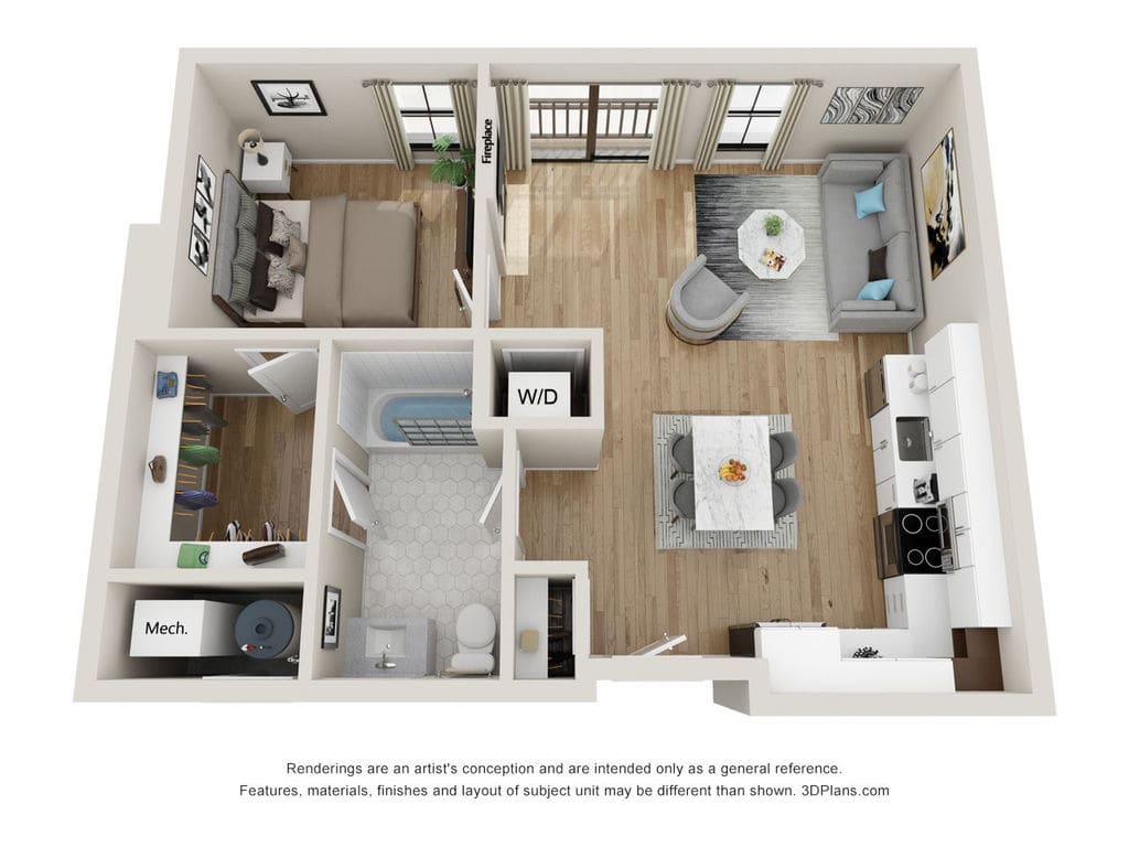 1 BDR, 1 BA – A9 Floorplan