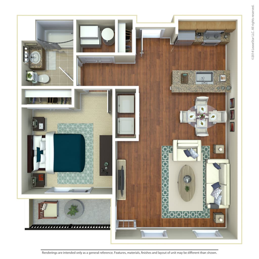1 BDR, 1 BA – A1 Floorplan