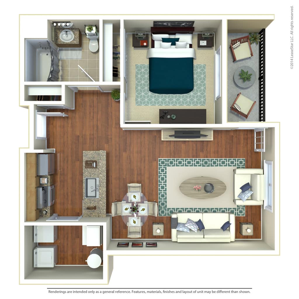 1 BDR, 1 BA – A5 North Floorplan