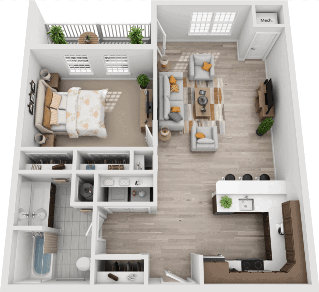 1 BDR, 1 BA – A Floorplan