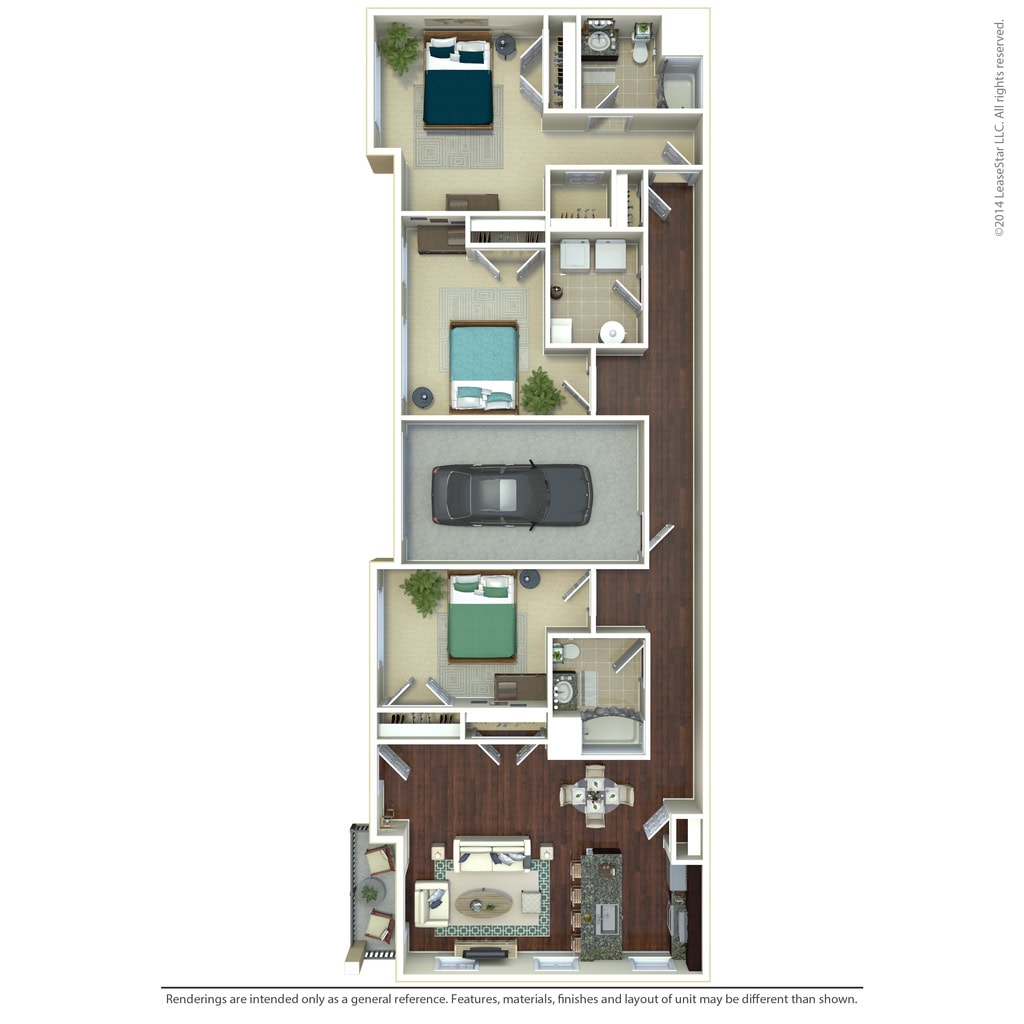 3 BDR, 2 BA – C1 North Floorplan