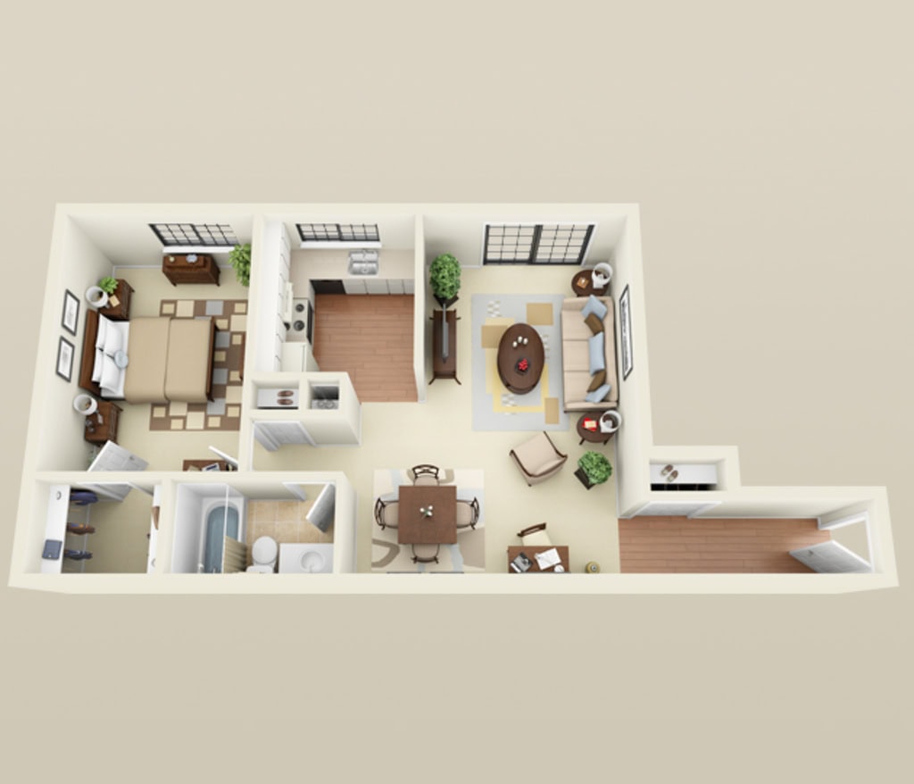 1 BDR, 1 BA – Extra Large Floorplan