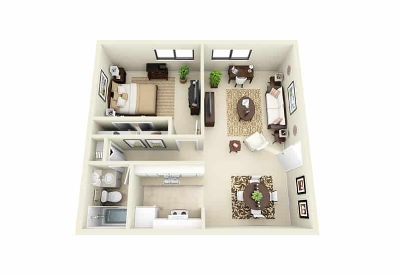 1 BDR, 1 BA – A Floorplan