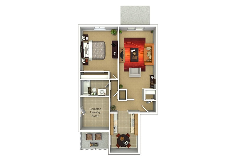 1 BDR, 1 BA – A Floorplan