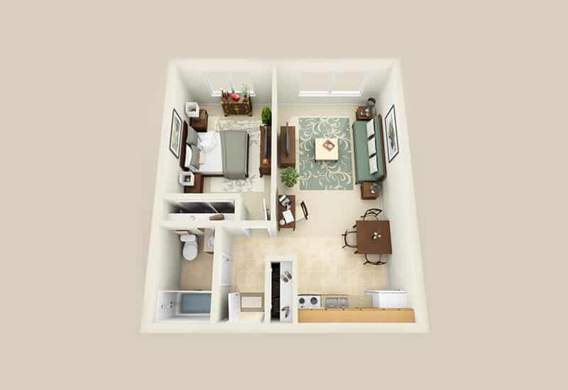 1 BDR, 1 BA – A Floorplan