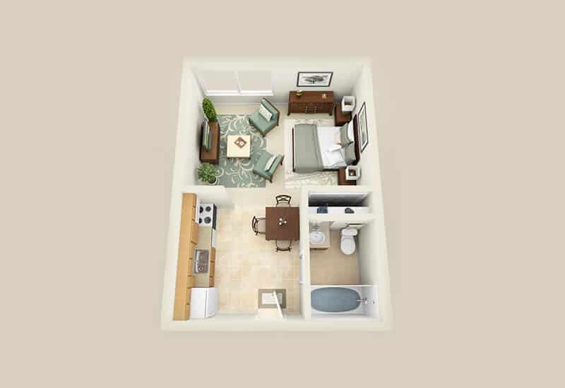 Studio, 1 BA Floorplan