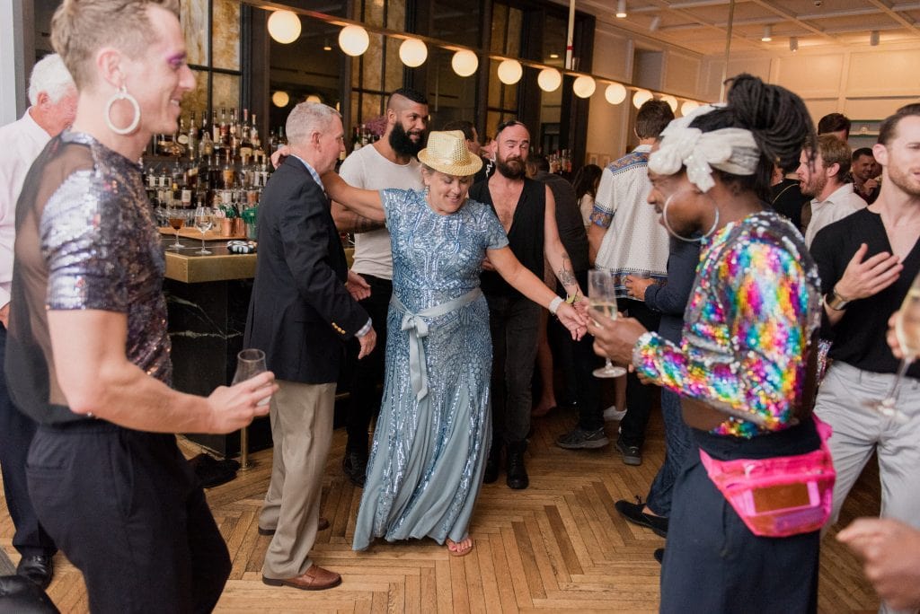 A wedding reception in Brother's and Sisters at the Line Hotel DC.