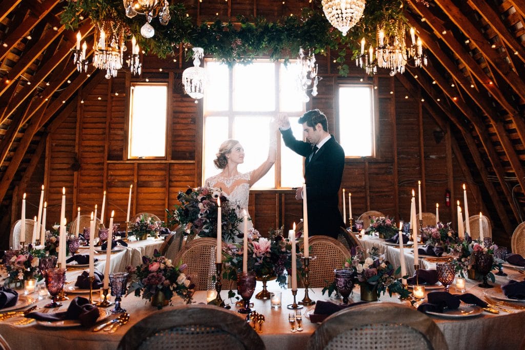A wedding portrait of the bride and groom taken at 48 Fields Farm in Leesburg, VA.