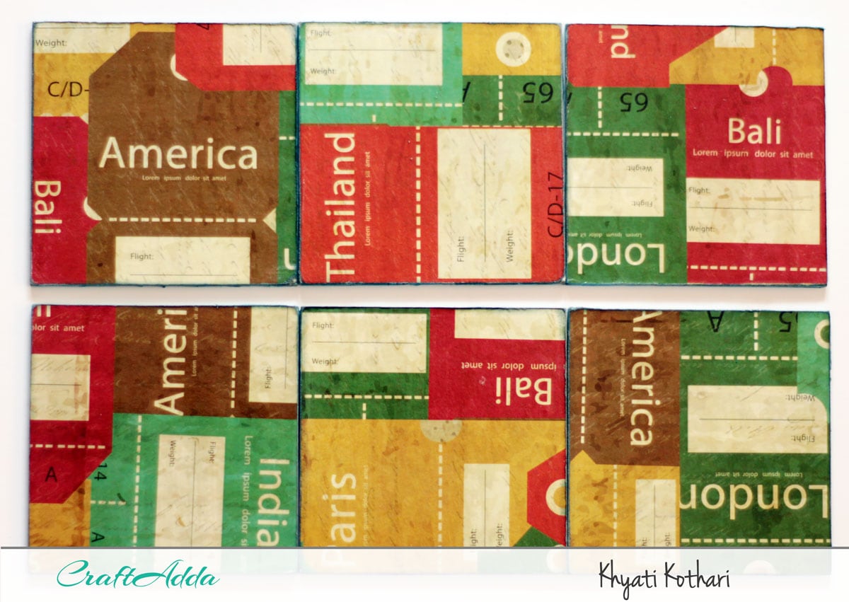 First try at decoupage with some tea coasters with pictorial tutorial 10