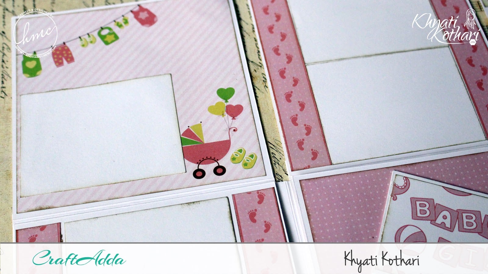 Foldable Mini Album using Baby Girl papers by CrafTangles 8
