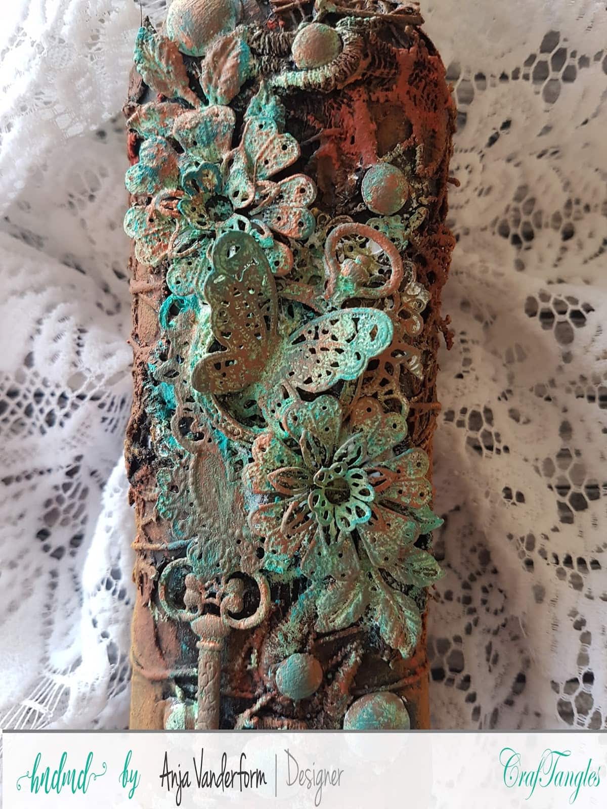 Altered Bottle With Rust Effect Texture Paste And Patina Effect Paste set. 2