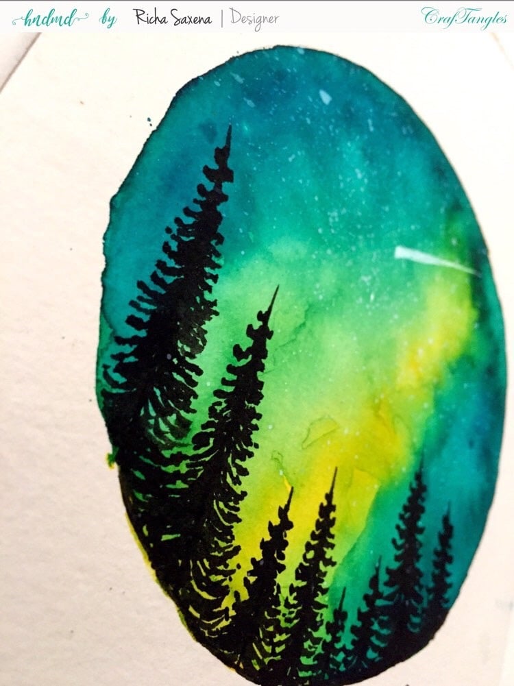 Aurora lights with liquid watercolour ink - DIY watercolouring Tutorial 2