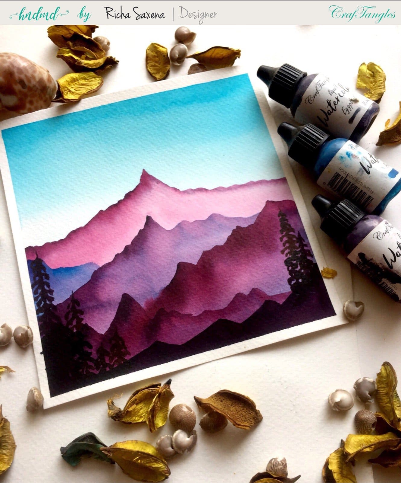 Watercolour tutorial - Misty mountain scene 1