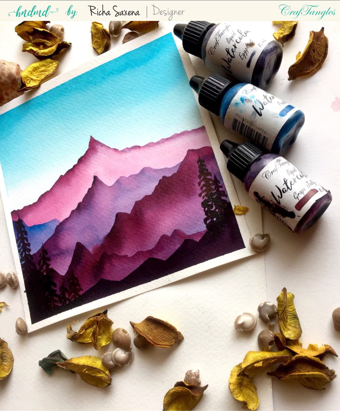 Watercolour tutorial - Misty mountain scene 2