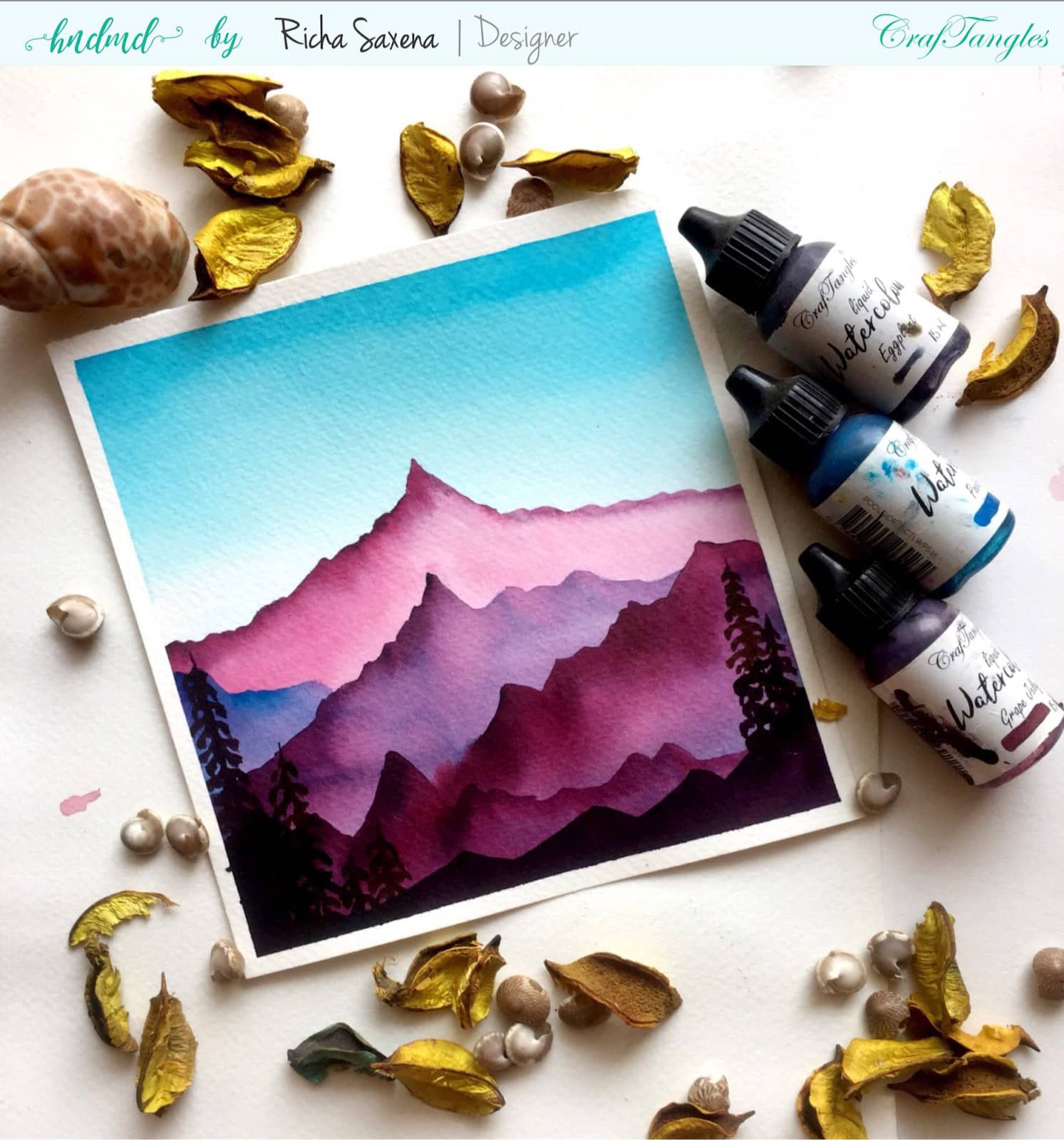 Watercolour tutorial - Misty mountain scene 3