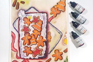 Christmas Cookies Illustration using Craftangles Liquid Watercolors 6