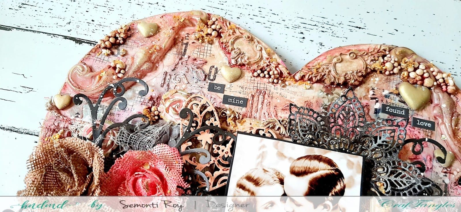 Vintage Love - A Heart Shape mixed media Layout 9