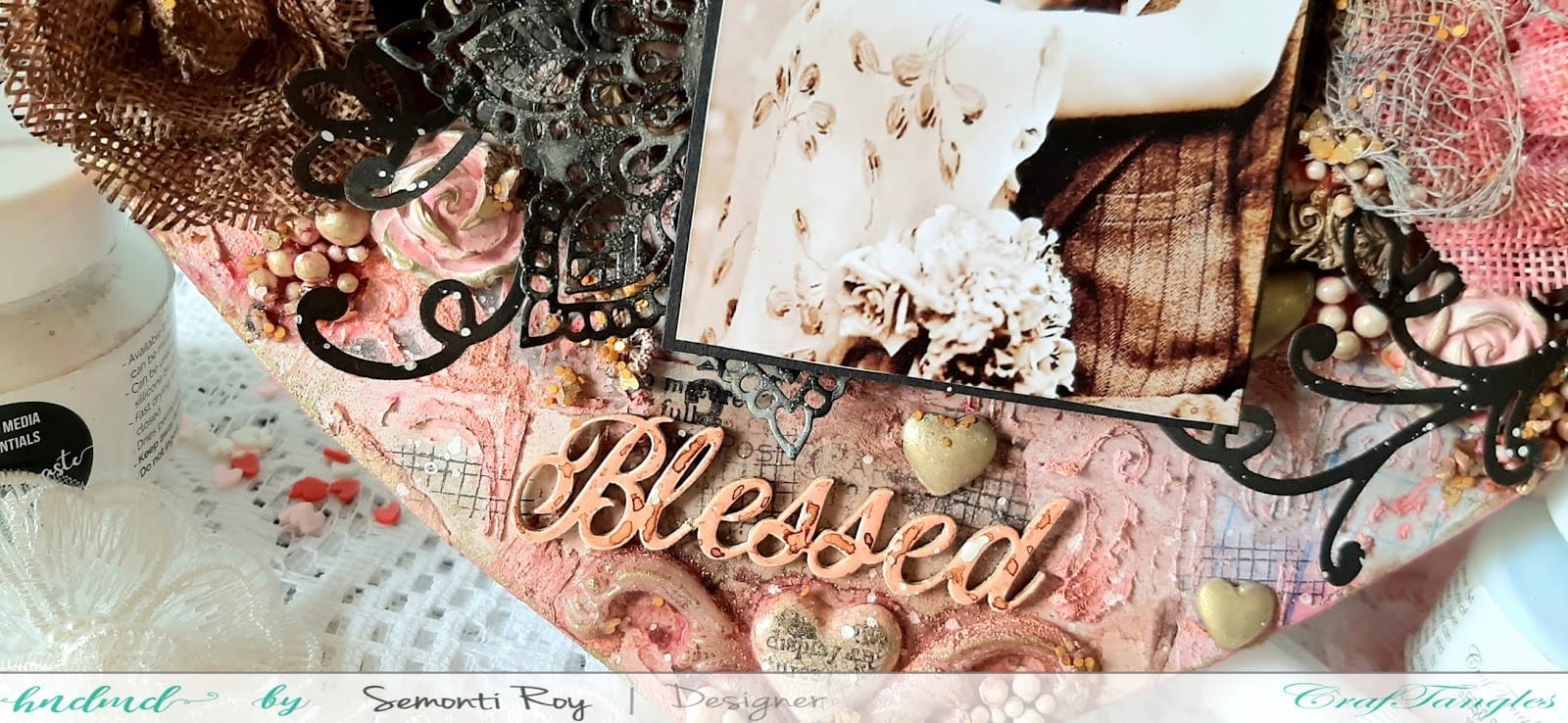 Vintage Love - A Heart Shape mixed media Layout 10