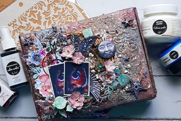 Alter a cardboard box mixed media technique 4