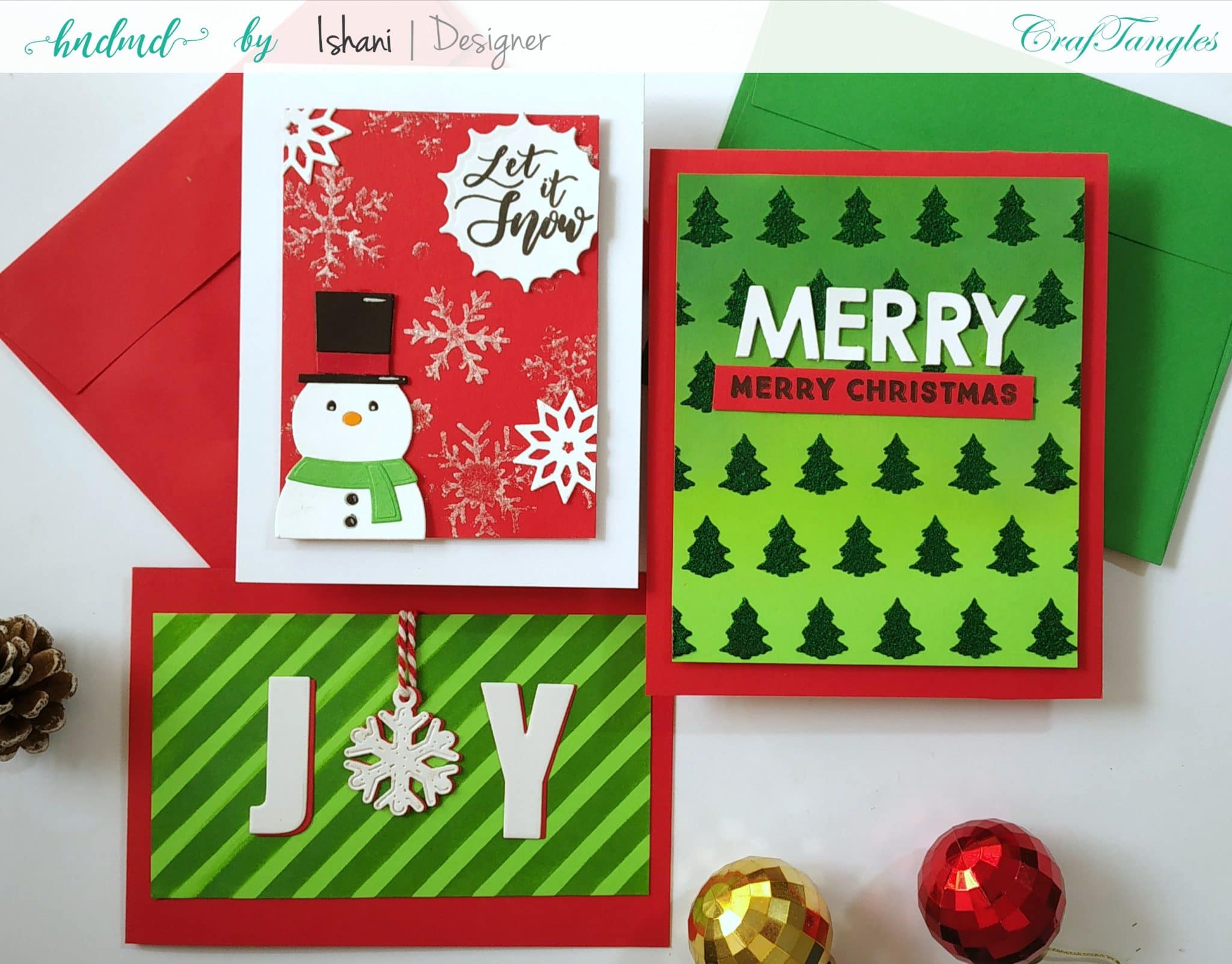 Christmas card with Stenciled backgrounds