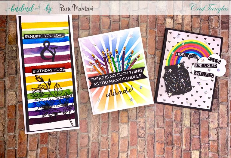 3 colourful & fun shades of rainbow cards