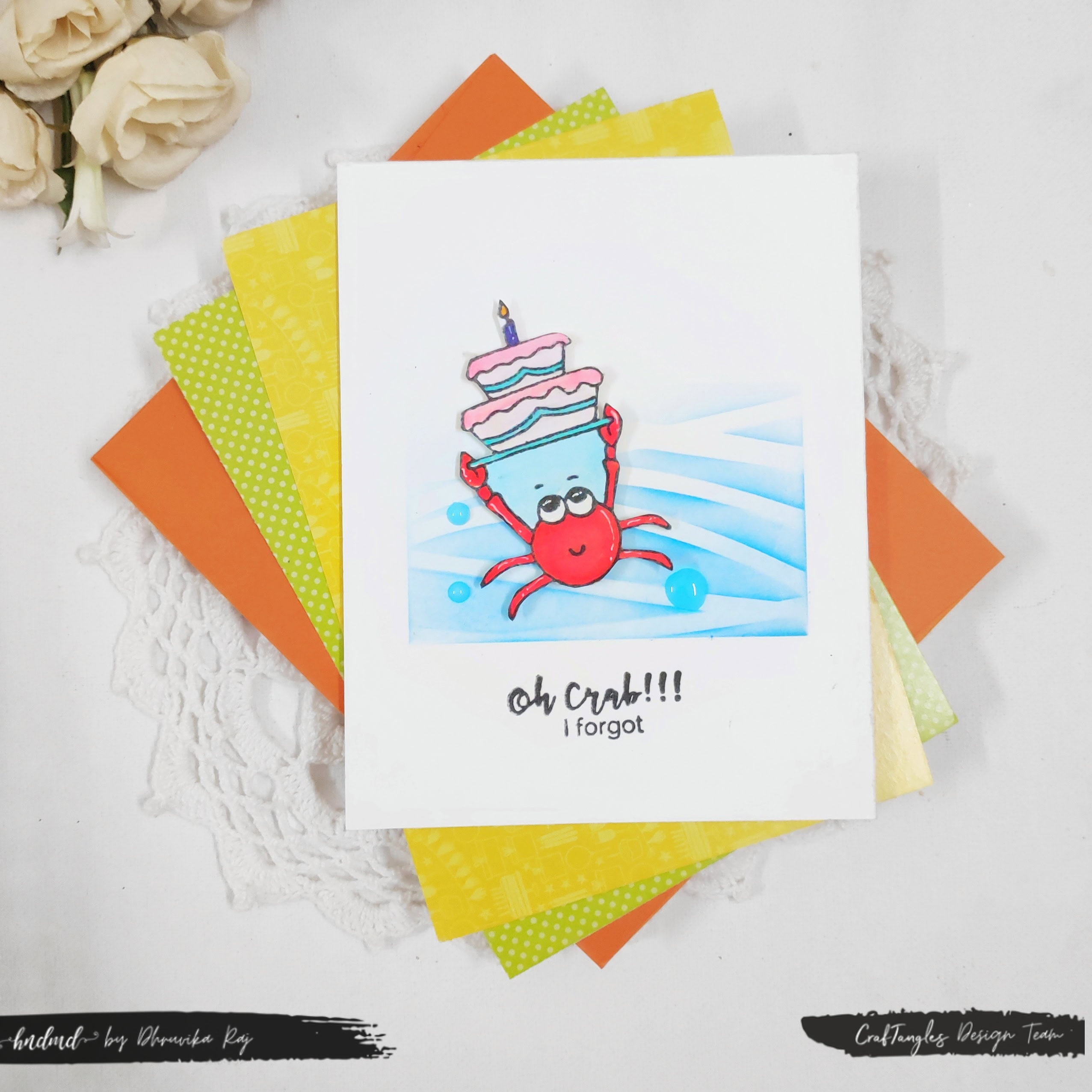 Reuse the scraps and create 3 crab themed cards 7 Reuse the scraps and create 3 crab themed cards 6