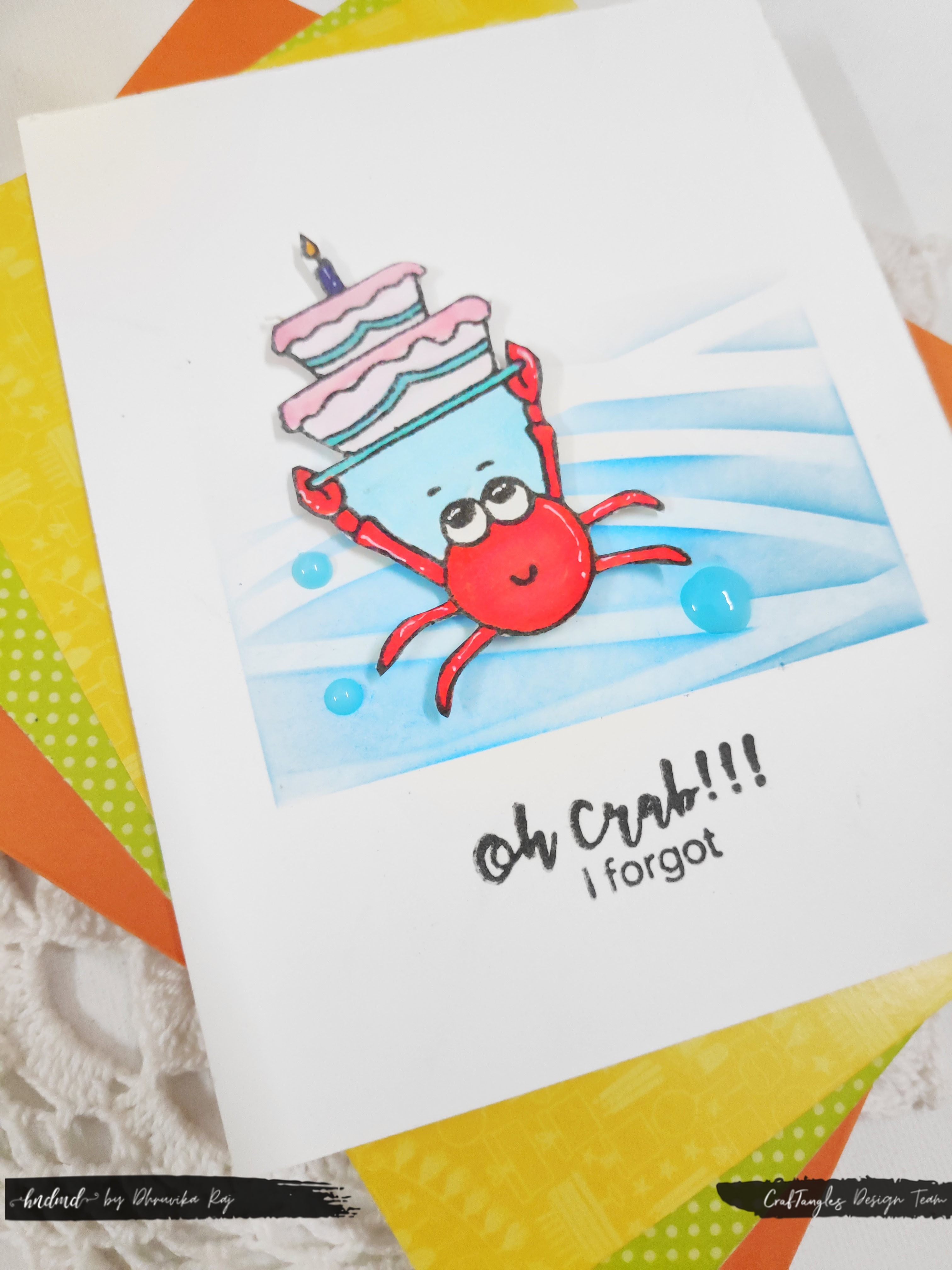 Reuse the scraps and create 3 crab themed cards 8 Reuse the scraps and create 3 crab themed cards 7